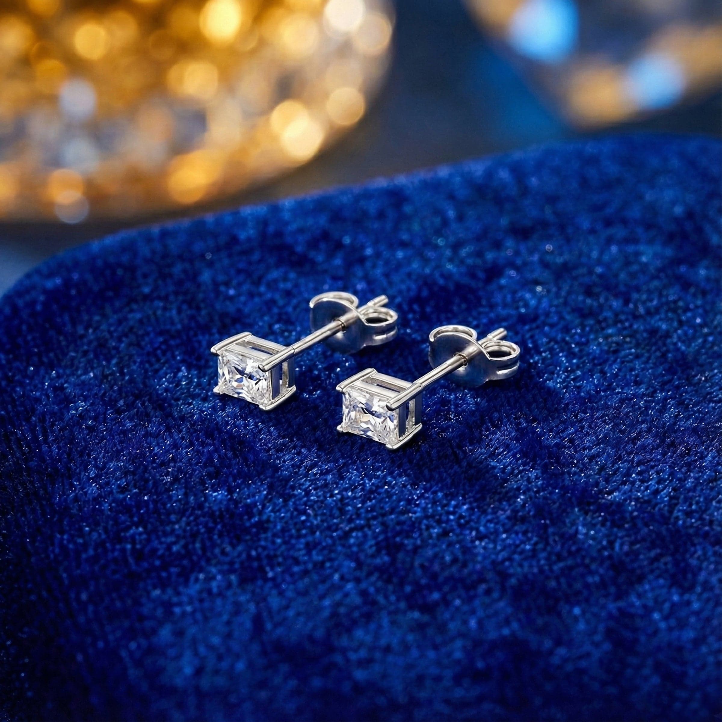 Box Diamond Stud Earrings
