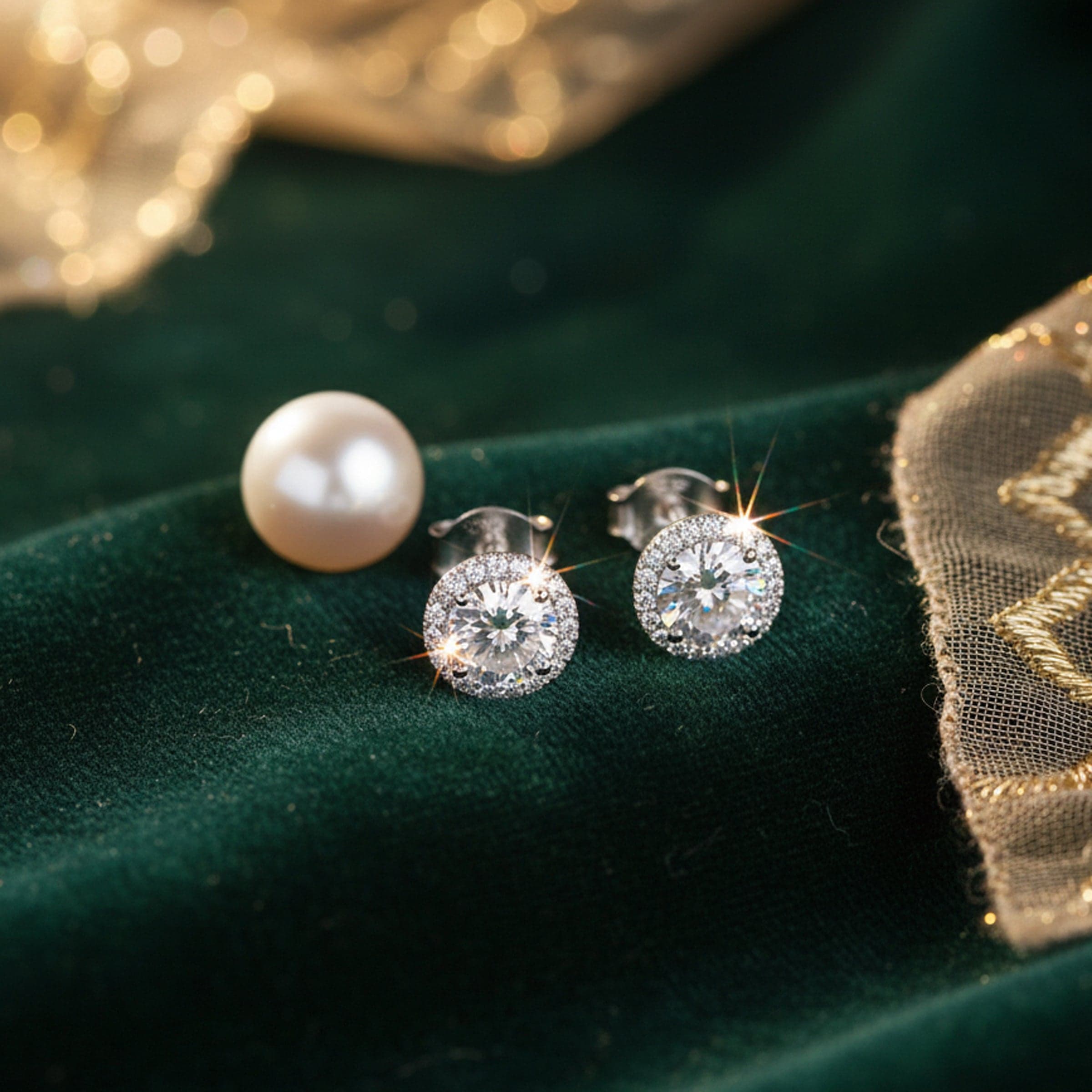 Round Diamond Studdde Earrings